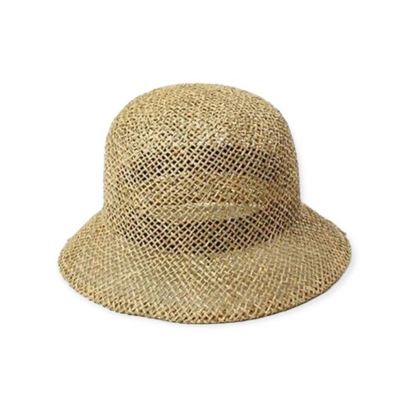 Hand-Woven Seagrass Bucket Summer Sun Hat - Picture 1 of 4